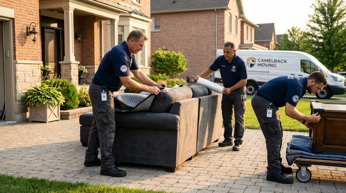 Large estate moving crew wrapping furniture in Ingalls, IN